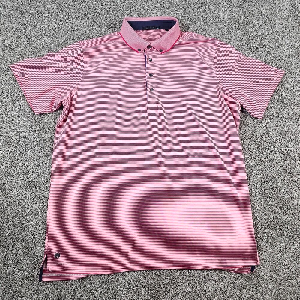 Grayson Shirt Mens XL Red White Striped Golf Polo Stretch Performance Casual